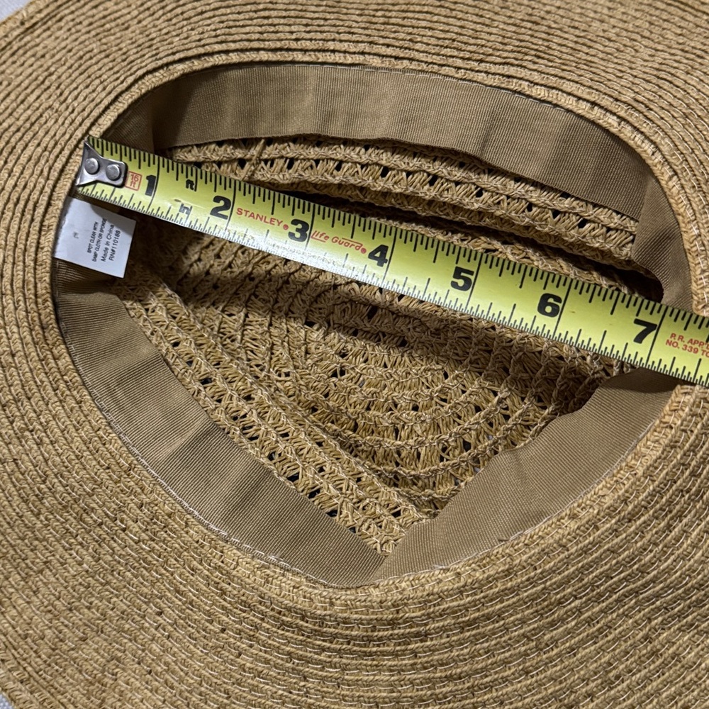 Summer Hat-Tan with Black Ribbon Detail-Paper Material-EUC - Picture 12 of 13